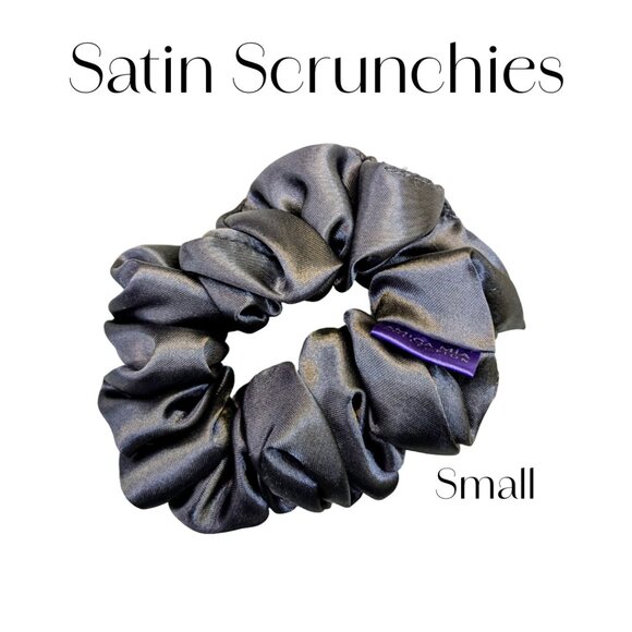 Amiga Mia small grey satin scrunchie hand crafted - Picture 1 of 5
